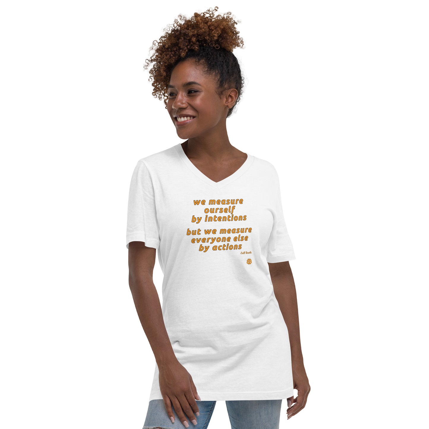 Women's Short Sleeve V-Neck T-Shirt "Measure"