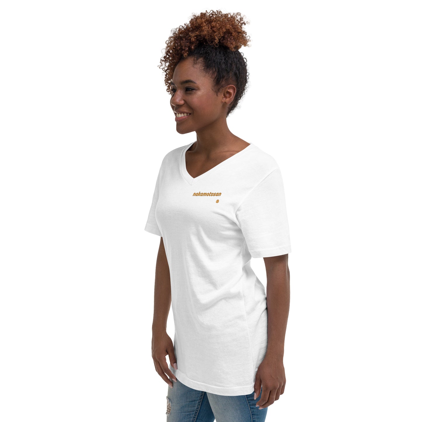 Unisex Kurzarm-T-Shirt mit V-Ausschnitt „-san_sm“