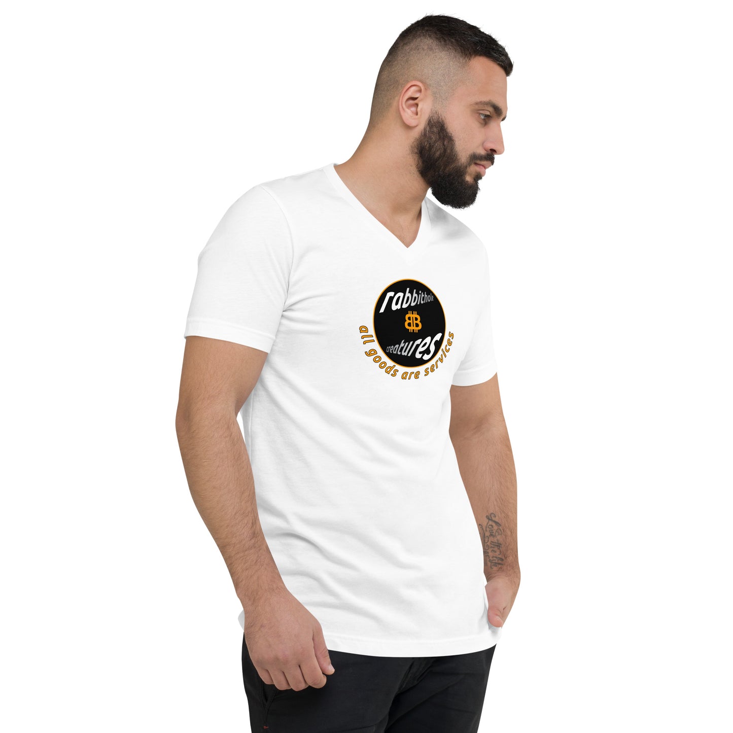 Unisex Kurzarm-T-Shirt mit V-Ausschnitt „RHC“