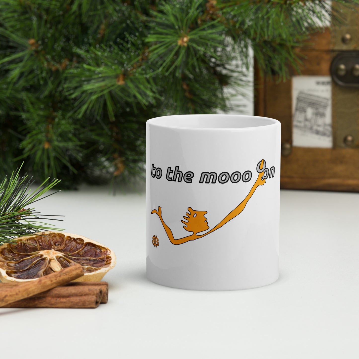 Weiß glänzender Becher „Mooon“