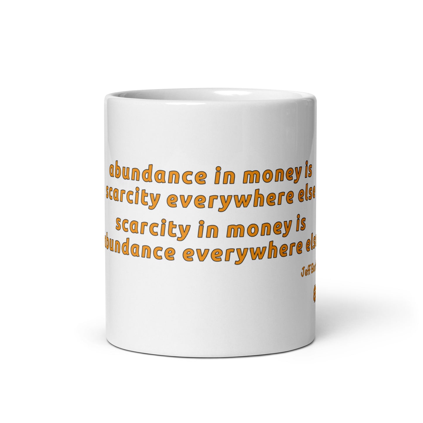 Weiß glänzende Tasse „Abundance_booth“