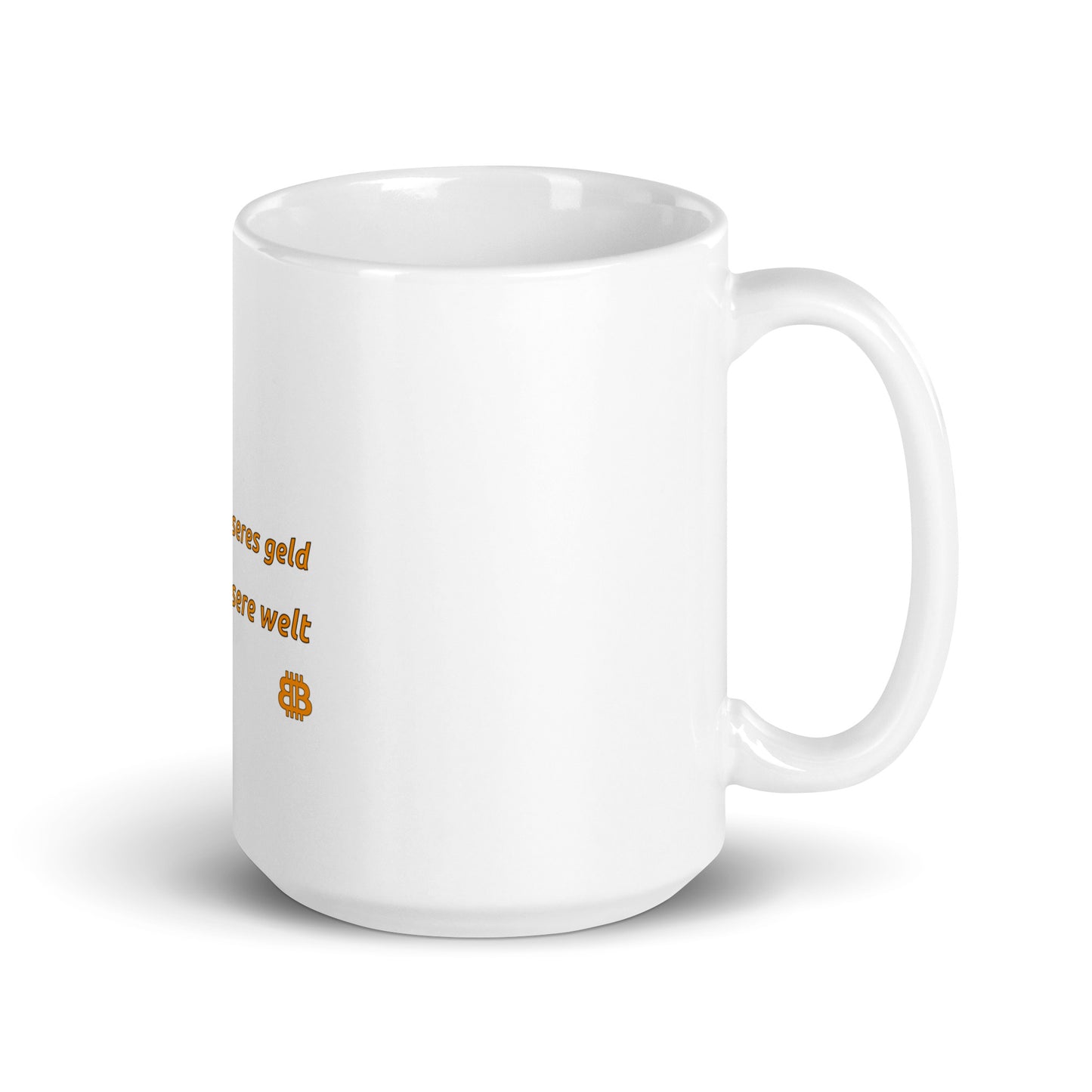 White glossy mug "Geld-Welt"