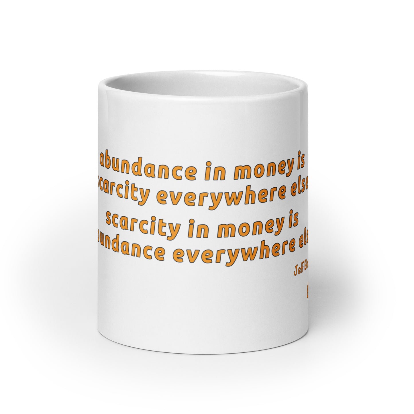 Weiß glänzende Tasse „Abundance_booth“