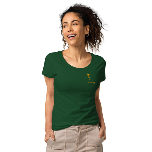 Damen-Bio-T-Shirt mit weitem Halsausschnitt und kurzen Ärmeln „Early_sm“
