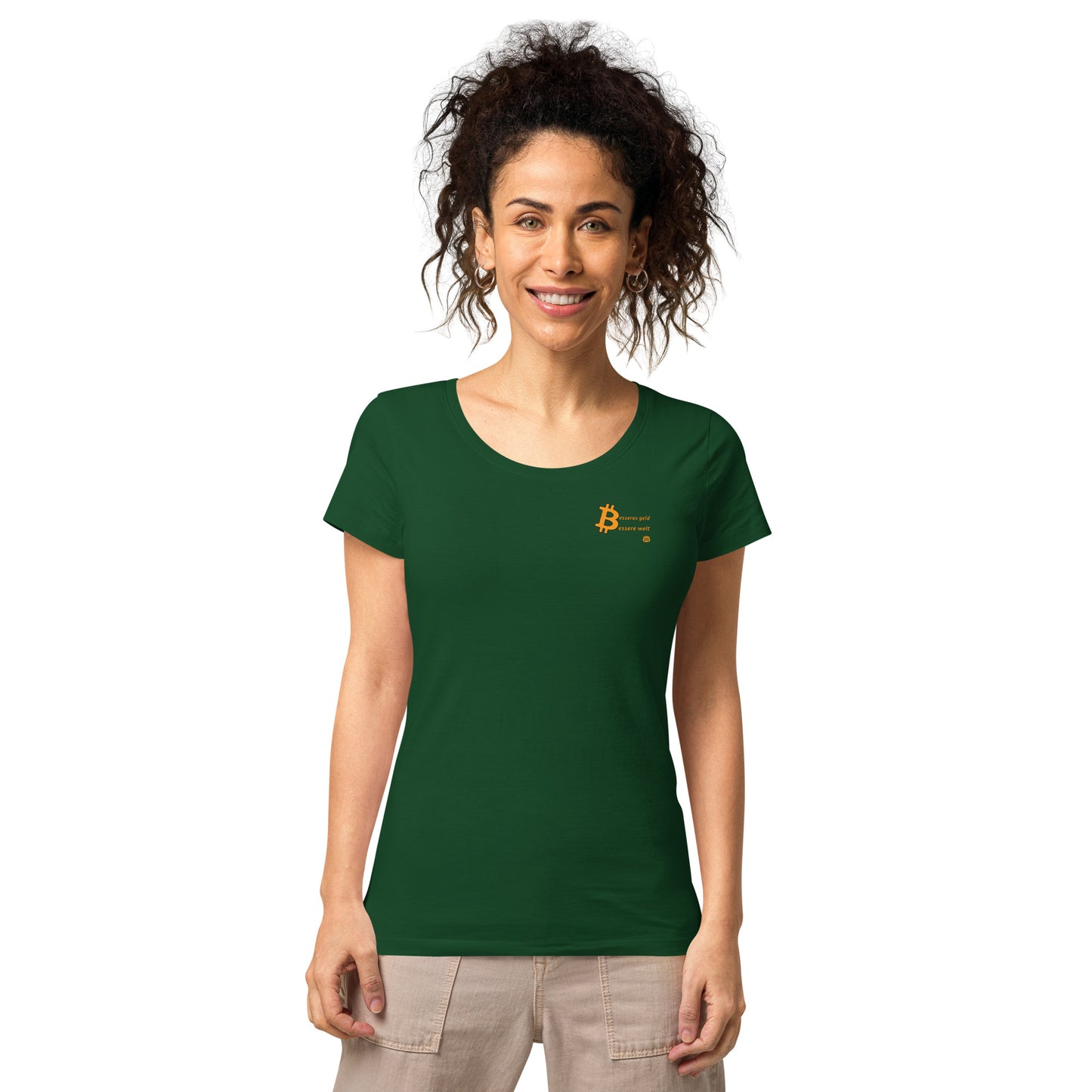 Women’s wide neck short sleeve organic t-shirt "Geld-Welt_sm"