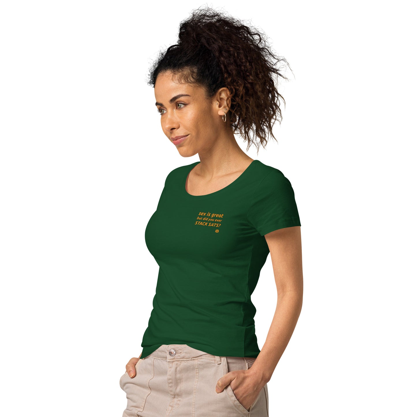 Camiseta orgánica de mujer de manga corta y cuello ancho "Sex_sm"