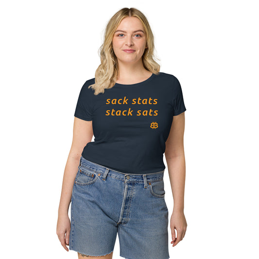 Damen-Kurzarm-T-Shirt mit weitem Halsausschnitt „SackStats“
