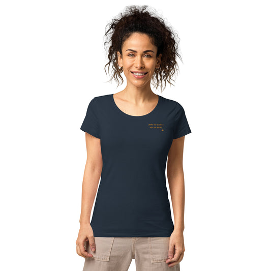 Damen-Kurzarm-T-Shirt mit weitem Halsausschnitt „Anders_sm“