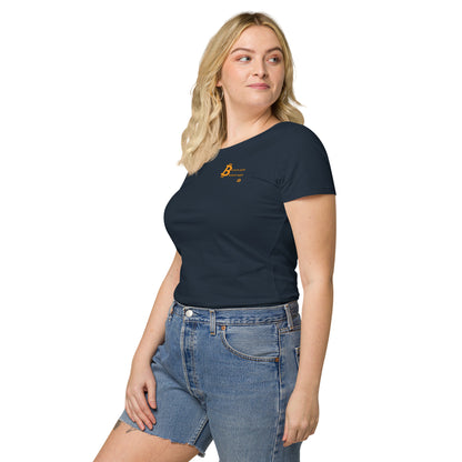 Women’s wide neck short sleeve organic t-shirt "Geld-Welt_sm"