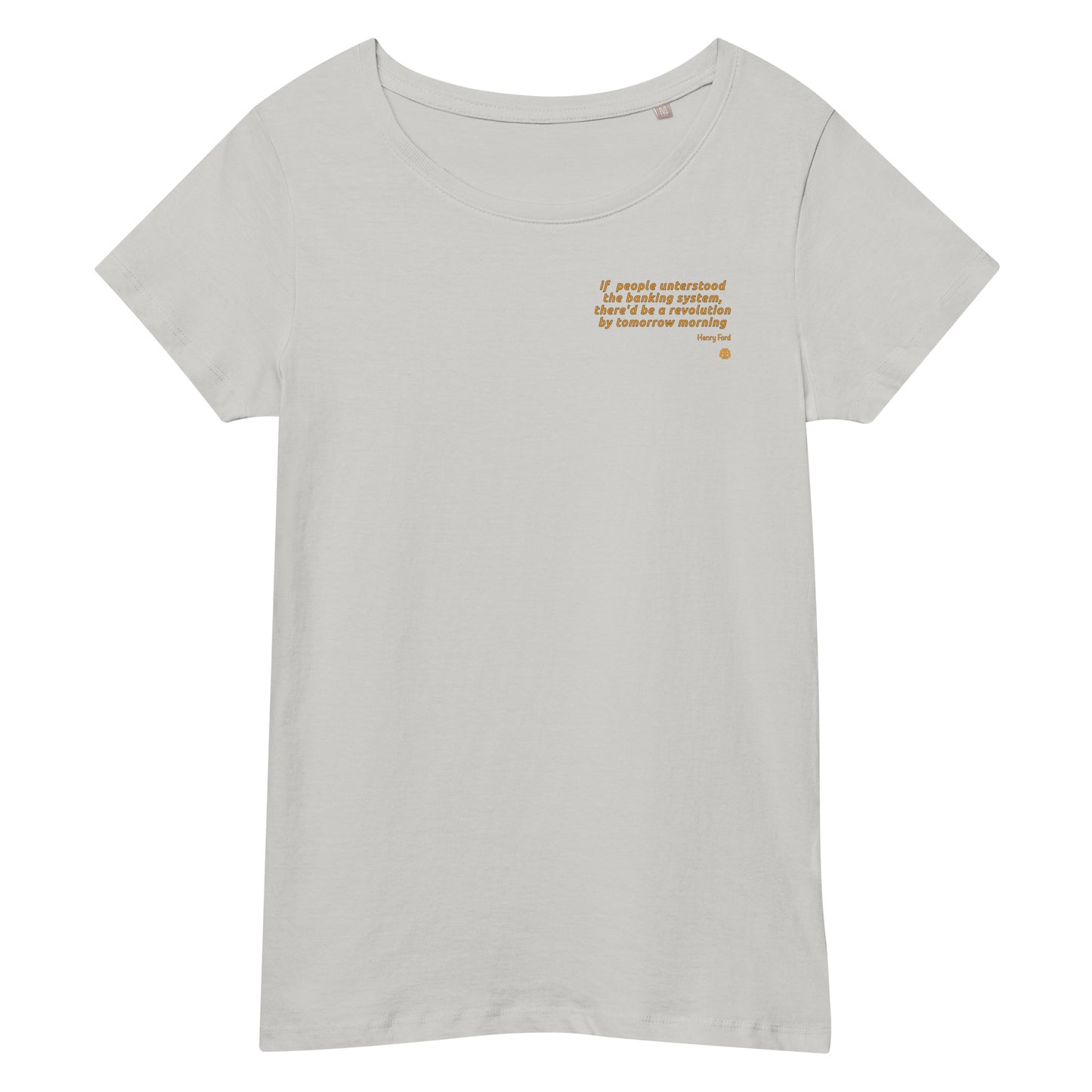 Camiseta orgánica de mujer con cuello ancho y manga corta "Revolution_engl_sm"