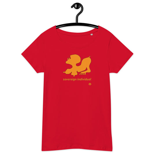 Camiseta orgánica de mujer de manga corta y cuello ancho "SovereignIndividual"